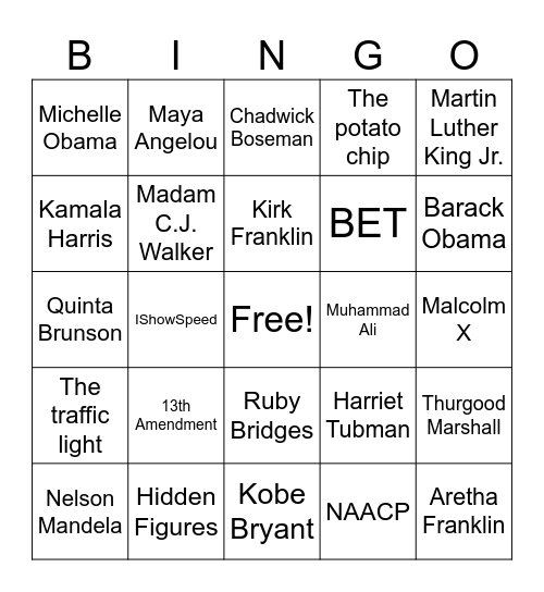Black History Month Bingo Card