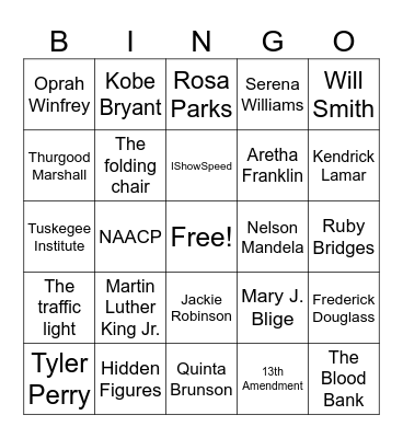 Black History Month Bingo Card