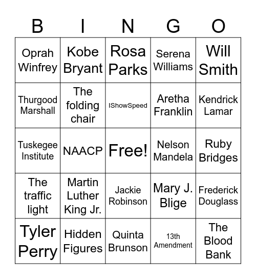 Black History Month Bingo Card