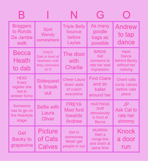 MOVE IT Bingo Card