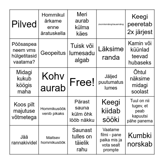 Roosta Bingo Card