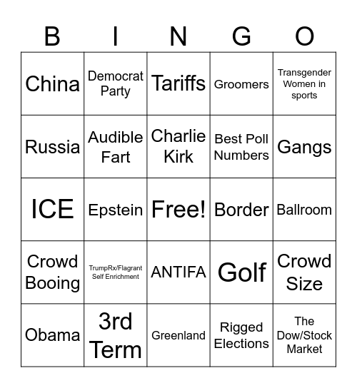SOTU Bingo Card