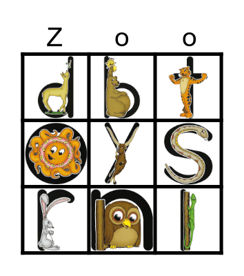Zoo Phonics BINGO Card