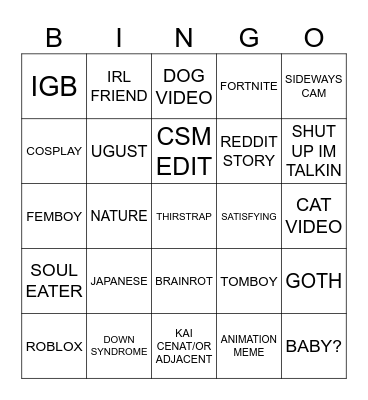 TIKTOK Bingo Card