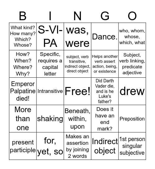 Essentials Bingo Card