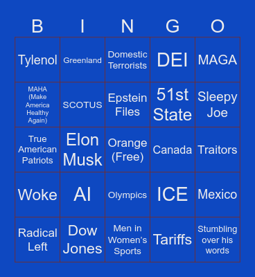 SOTU 2026 Bingo Card