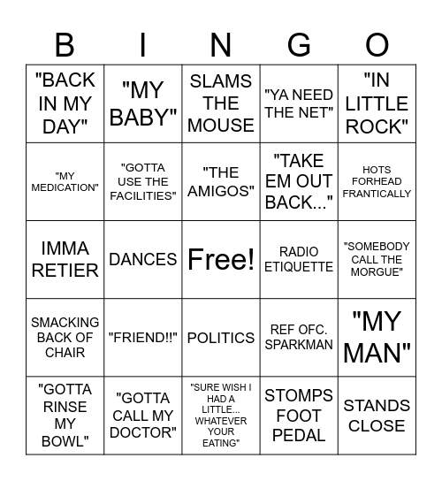 BLANCHARD BINGO Card