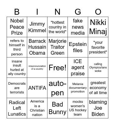 SOTU 2026 Bingo Card