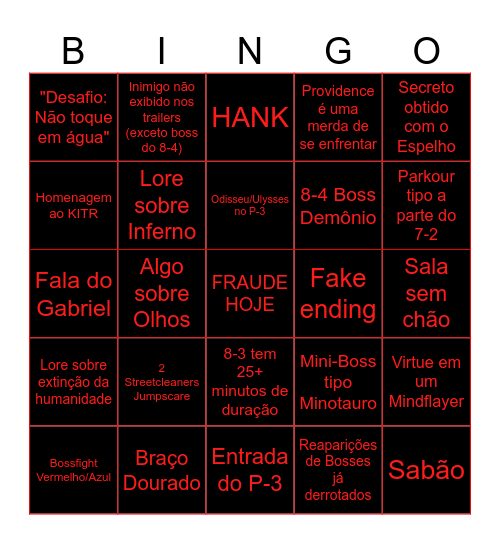 ULTRAKILL FRAUDE Bingo Card