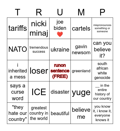 trukmp bingo 🔥🔥🔥 Bingo Card
