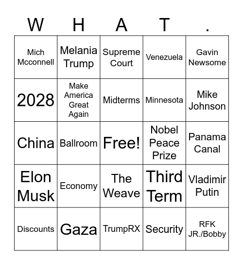 2026 State of the Union Bingo Card