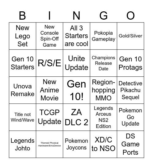 Pokemon 30th Anniversary Bingo Card