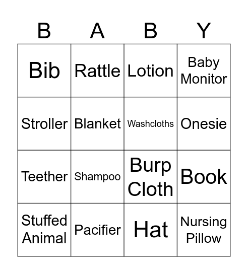 Royal Baby Shower Bingo Card