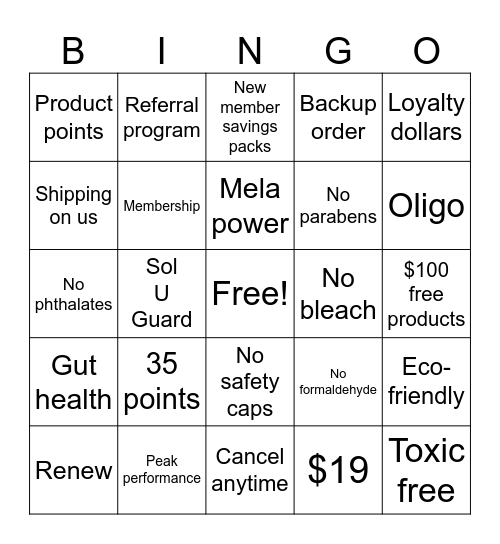 Wellness bingo Card