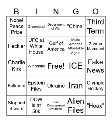 State of the Union Bingo Card