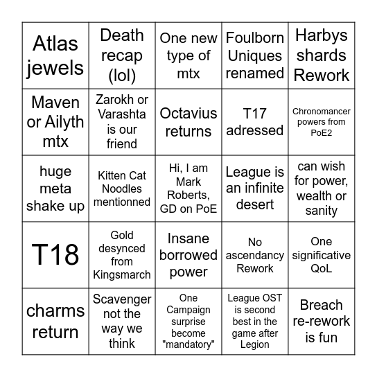 3.28 Bingo Card