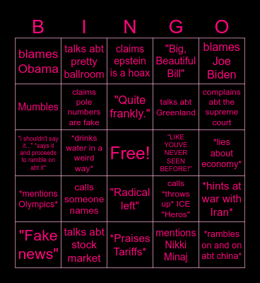 stupid man bingo card Bingo Card