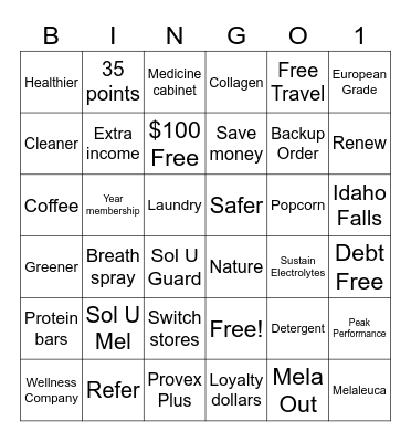 Wellness Bingo #1 Bingo Card