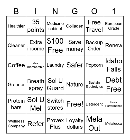 Wellness Bingo #1 Bingo Card