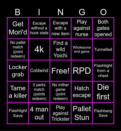 Friday Night Bingo Card