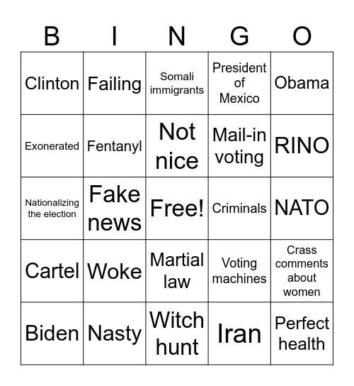 SOTU 2026 Bingo Card