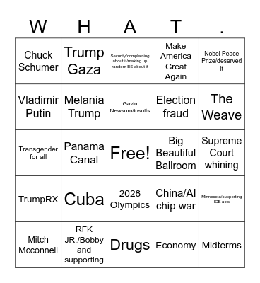 2026 State of the Union Bingo Card