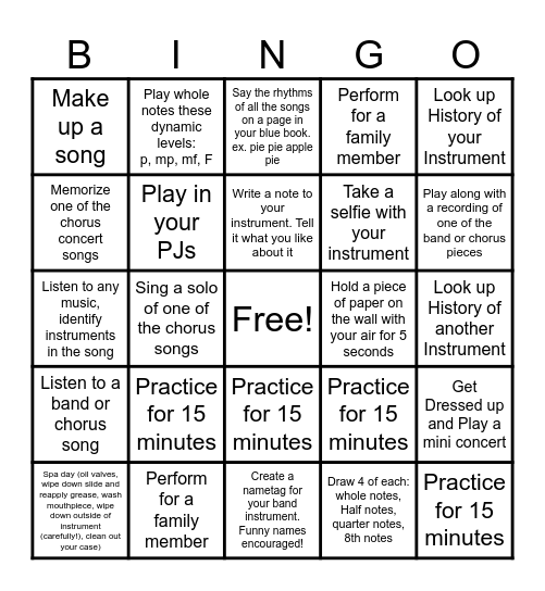 Band Bingo! Bingo Card