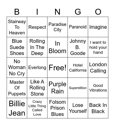 Music Bingo Card