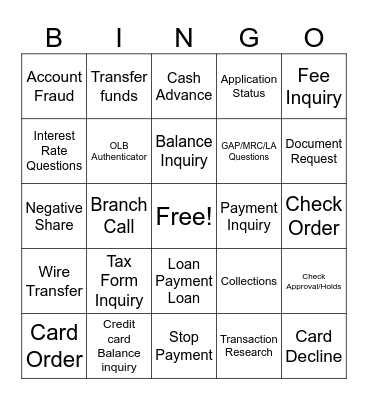Member Interaction Bingo Card