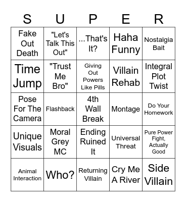Marvel Bingo Card