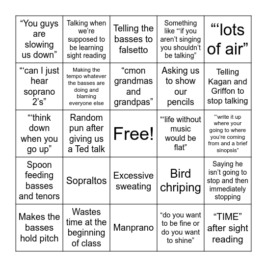 Boardman Bingo Card