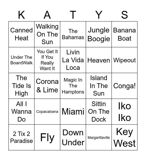 Tropical Vibes Bingo Card