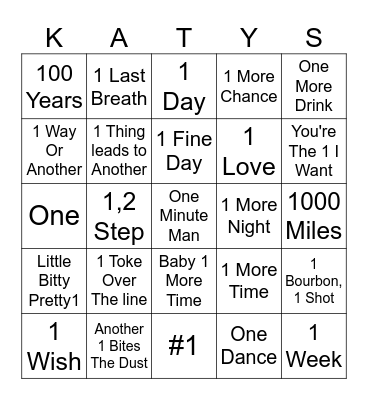 One More Time Bingo Card