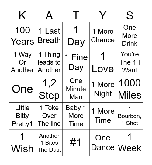 One More Time Bingo Card