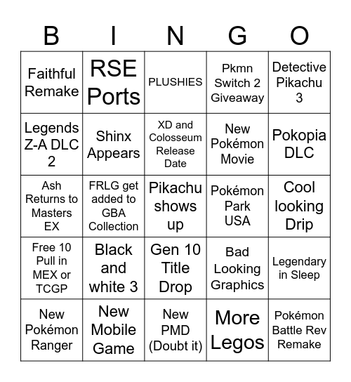 Pokemon Day Presents Bingo 2026 Bingo Card