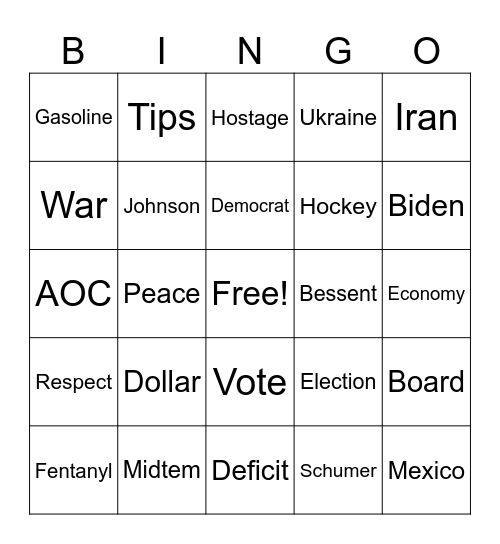 SOTU 2026 Bingo Card