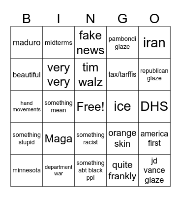 turmp bingo state of the union Bingo Card