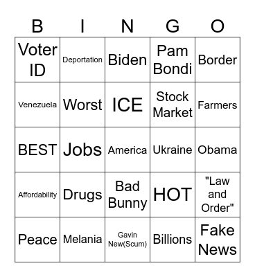 SOTU Bingo Card