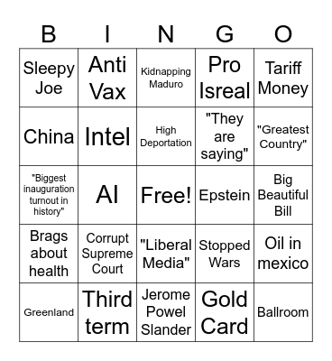 State of the Union Bingo Card