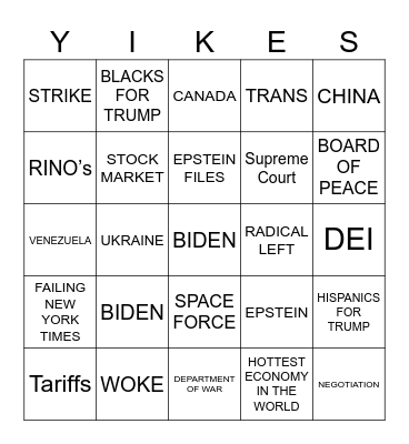 State of the Union Bingo Card