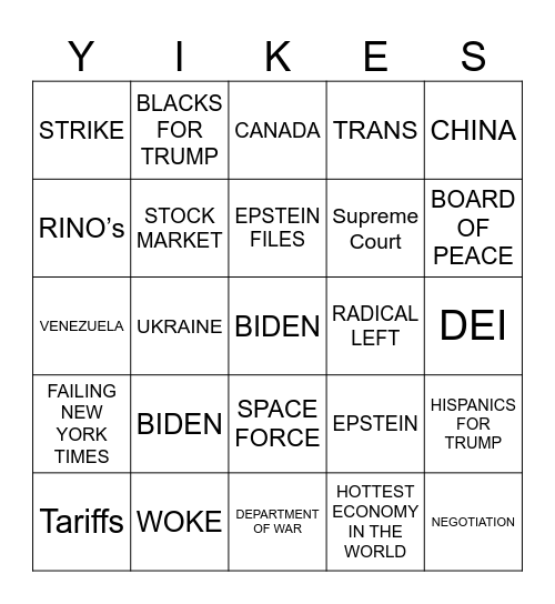 State of the Union Bingo Card