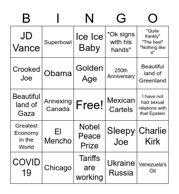 SotU Funnies Bingo Card