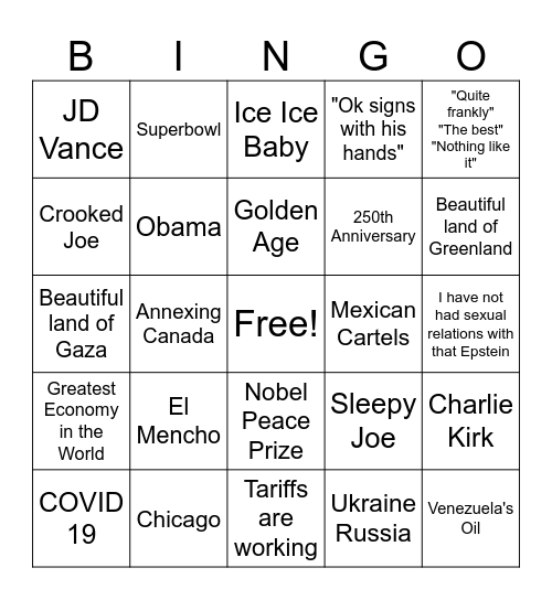 SotU Funnies Bingo Card