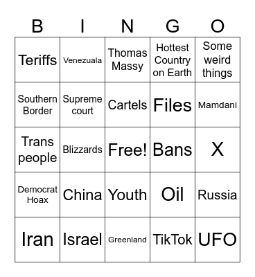 State of Union Address Bingo card Bingo Card