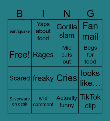 Caseoh moments Bingo Card