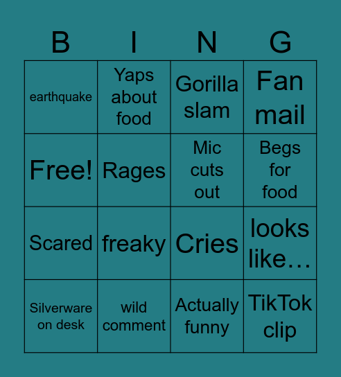 Caseoh moments Bingo Card