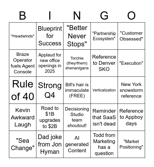 B(ING)KO FY 27 Bingo Card