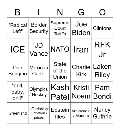 trump Bingo Card