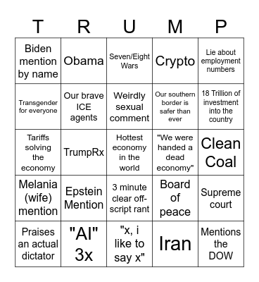 Trump Bingo Card