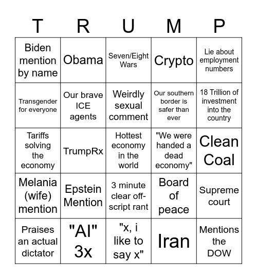 Trump Bingo Card